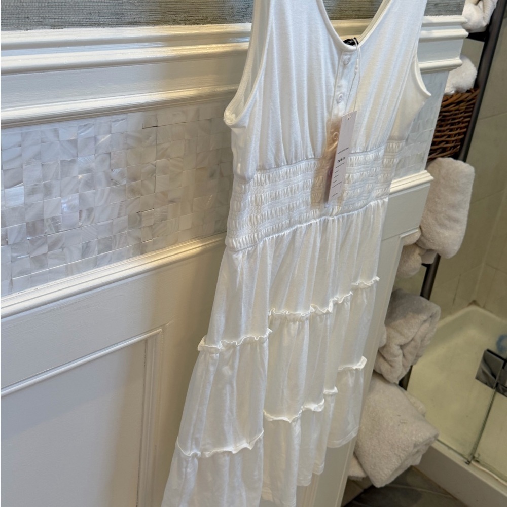NWT new large sleeveless tiered smocked sundress white dress - Picture 5 of 13
